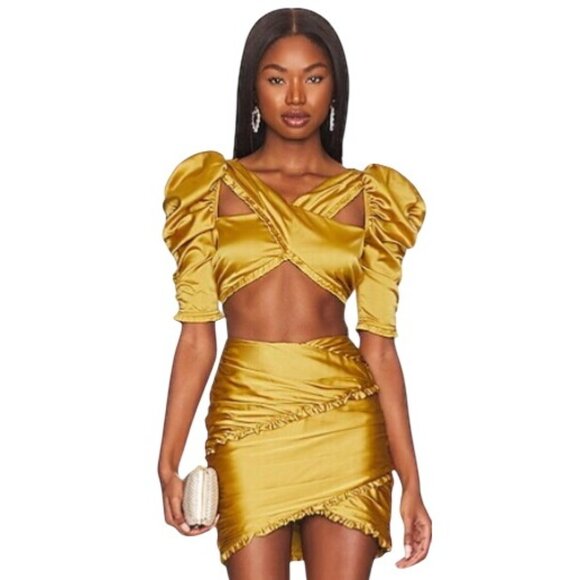 For The Love Of Lemons Ruffle Alia Mini Skirt Size Small